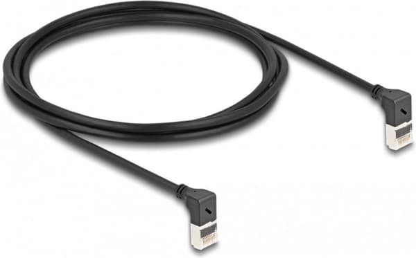 Delock RJ45 netværkskabel Cat.6A S/FTP Slank 90° op/op vinklet 2 m sort (80282)