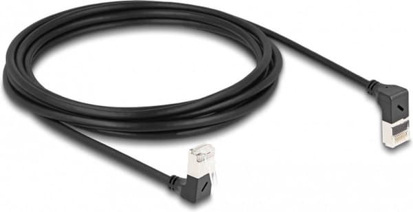 Delock RJ45 -verkkokaapeli Cat.6A S/FTP Ohut 90° ylös/alas kallistettu 3 m musta (80295)