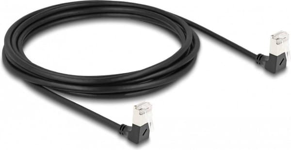 Delock RJ45 netværkskabel Cat.6A S/FTP Slankt 90° ned/ned vinklet 3 m sort (80301)