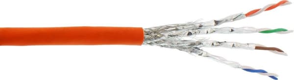 InLine installationskabel Cat.7a råkabel S/FTP PiMF 4x2x0,58 AWG23 1200MHz B2ca halogenfri orange - installationskabel - netværk - SFTP - 100 m - røgf