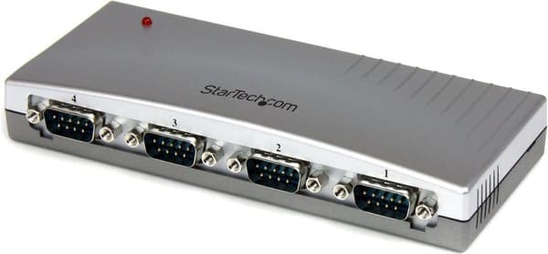 StarTech.com 4-ports USB til RS232 seriel DB9 Adapter Hub - USB - Seriel - Sølv - Plastik - CE - FCC - RoHS - 1W (ICUSB2324)