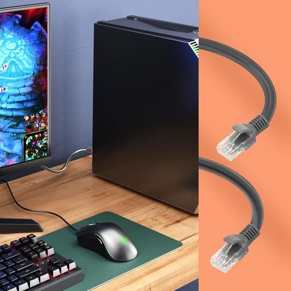 RJ45 Kategori 6 Ethernet-nätverkskabel - LINQ - 1,8 m - Grå