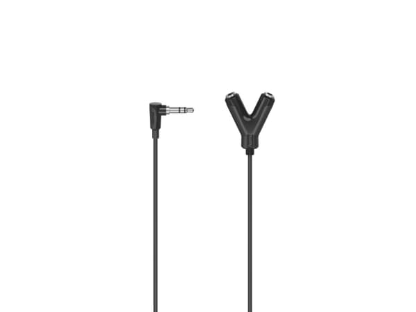 Hama Essential Line - Ljudsplitter - mini-phone stereo 3.5 mm hane vinklad till mini-phone stereo 3.5 mm hona - 12 cm - svart