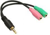 MicroConnect - Headsetadapter - 4-pinners miniplugg hann til stereo minijackplugg, miniplugg hunn - 15 cm