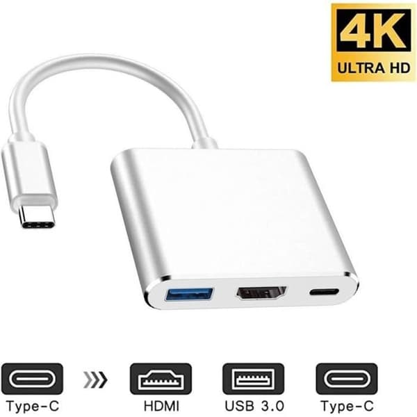 GSTORE USB C Digital Converter, 3 i 1 snabbladdnings PD Adapter, USB C till HDMI 4K Adapter, Multiport Adapter