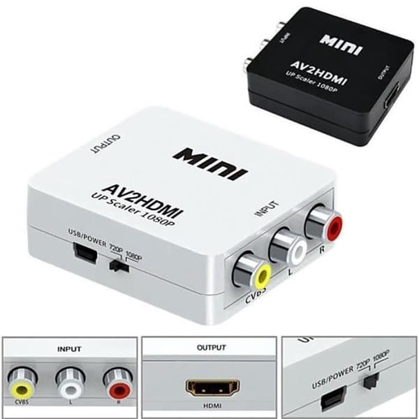 Mini AV RCA till HDMI Converter Adapter DVD Composite AV2HDMI Converter 1080p HDTV