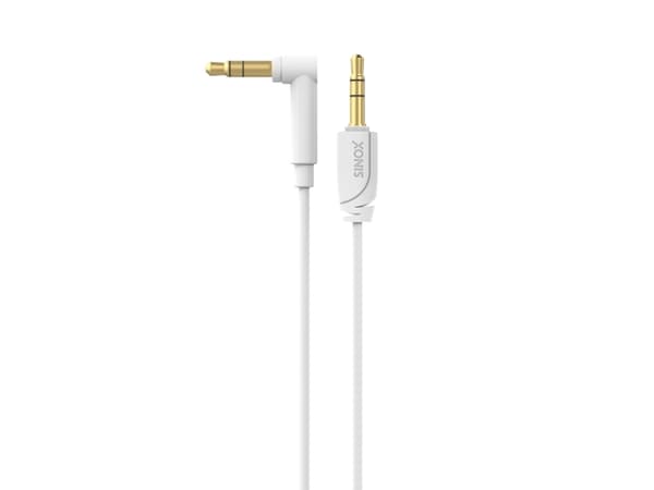 Sinox PRO mini jack-kabel med vinkelkontakt. 1,5 m. Vit