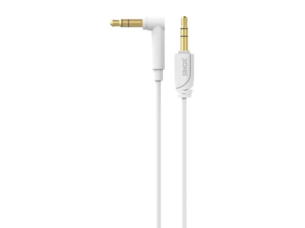 Sinox PRO mini jack-kabel med vinkelkontakt. 1,5 m. Vit