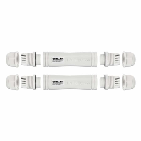 INTELLINET Ultra Long Range Outdoor Fast Ethernet PoE+ Extender Set Förlänger PoE-räckvidden upp till 1000 m, en PD-port upp till 95 W, IEEE 802.3bt-k