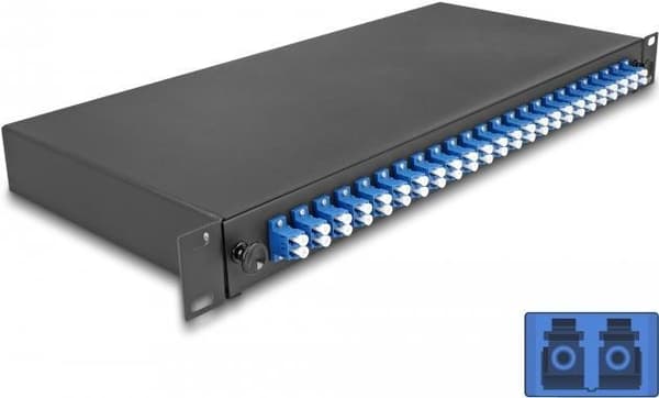 Delock 19? Fiberoptisk splejsningsboks 24 x LC Duplex OS2 1U fuldt udstyret klar til splejsning (67009)