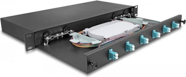 Delock 19? Fiberoptisk splejsningsboks 6 x LC Duplex OM3 1U fuldt udstyret klar til splejsning (66998)