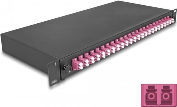 Delock 19? Fiberoptisk splejsningsboks 24 x LC Duplex OM4 1U fuldt udstyret klar til splejsning (67011)