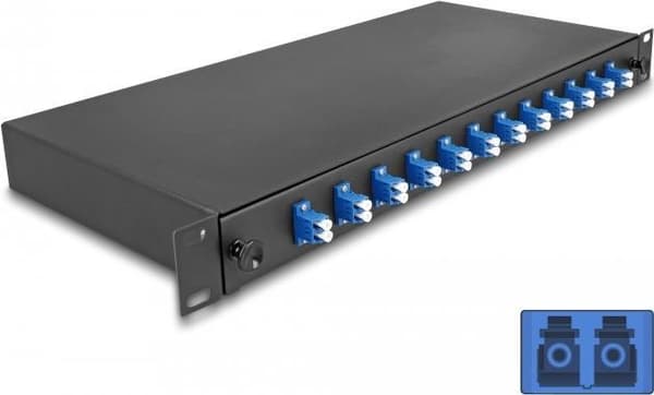 Delock 19? Fiberoptisk splejsningsboks 12 x LC Duplex OS2 1U fuldt udstyret klar til splejsning (67003)