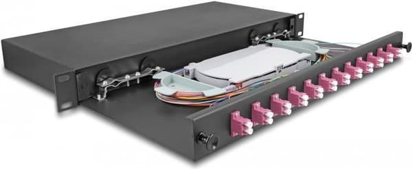 Delock 19? Fiberoptisk splejsningsboks 12 x LC Duplex OM4 1HE fuldt udstyret klar til splejsning (67005)