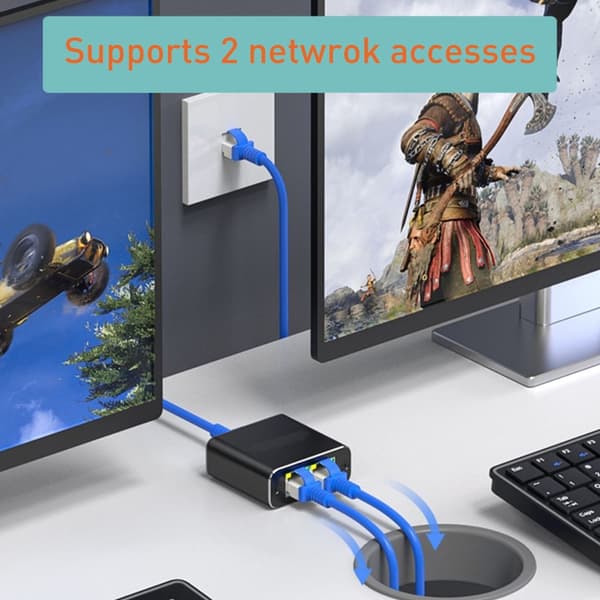 RJ45-Splitter 1 till 2 för 1000M Nätverk