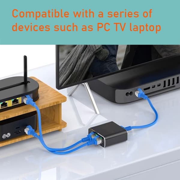 RJ45-Splitter 1 till 2 för 1000M Nätverk