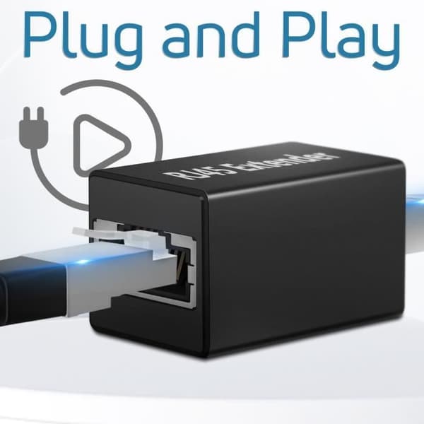 Ethernet Förlängningsadapter - AVIZAR - RJ45 - Kompakt design - Aluminiumlegering - Svart