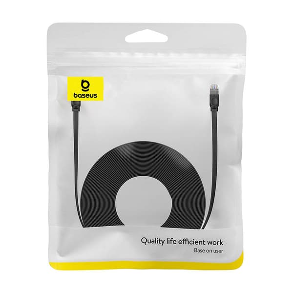 PATCH CORD UTP Baseus Cat6, fire din cupru, flat, viteza maxima 1 Gbps, PVC, 20m, negru "B00133205111-01" (timbru verde 0.18 lei) - 6932172637095