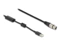 Miniatyrbild 3 av 4: Delock - Mikrofonkabel - USB hane till XLR3 hona - 3 m - svart/silver