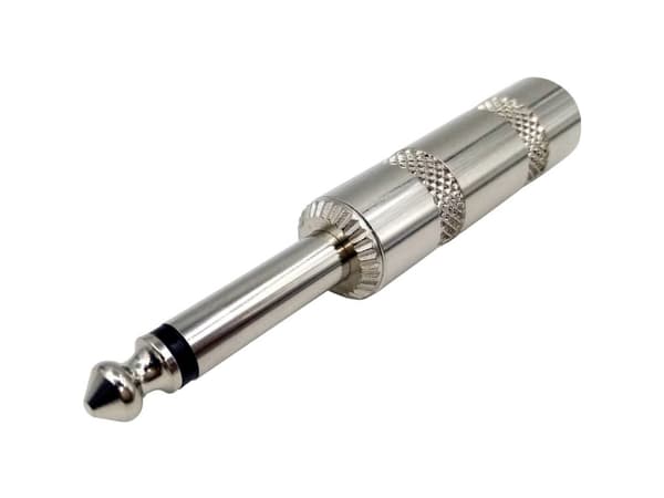 TRU COMPONENTS 1409063 Jack-stik 6,35 mm Stik, lige Poltal: 2 Mono Sølv 1 stk