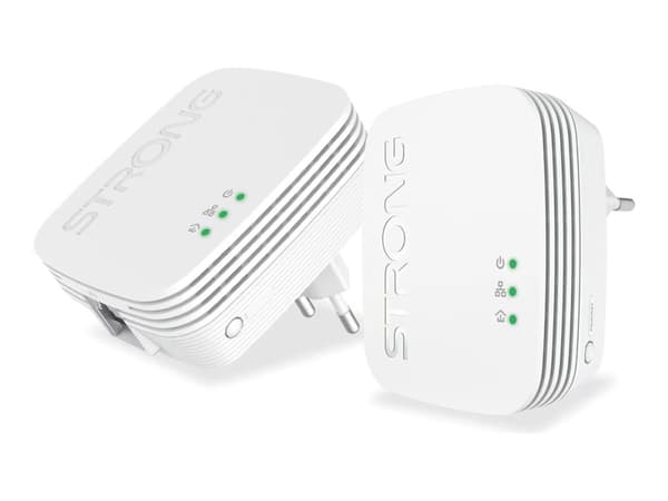 Strong Powerline 600 Duo - Mini - strømlinjeadaptersett HomePlug AV (HPAV) - - veggpluggbar Hvit