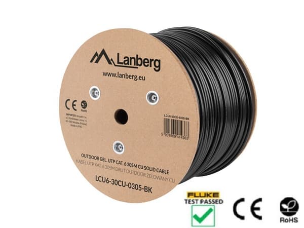 Lanberg LCU6-30CU-0305-BK networking cable Black 305 m Cat.6 U/UTP (UTP) outdoor