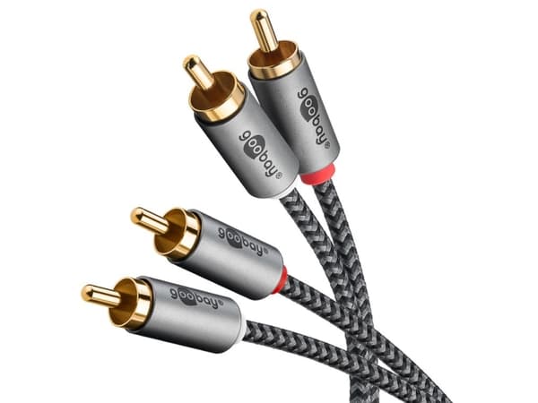 Goobay 65293, 2 x RCA, Hankjønn, 2 x RCA, Hankjønn, 2 m, Grå
