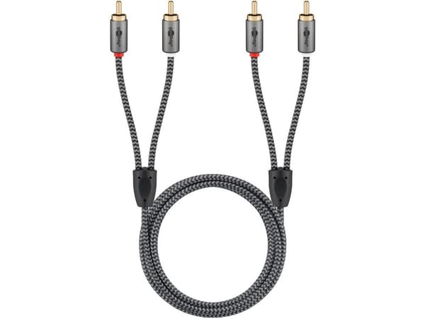 Goobay 65293, 2 x RCA, Hankjønn, 2 x RCA, Hankjønn, 2 m, Grå