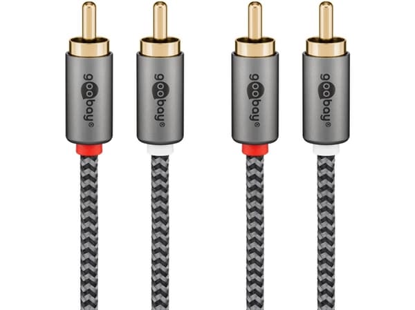 Goobay 65293, 2 x RCA, Hankjønn, 2 x RCA, Hankjønn, 2 m, Grå