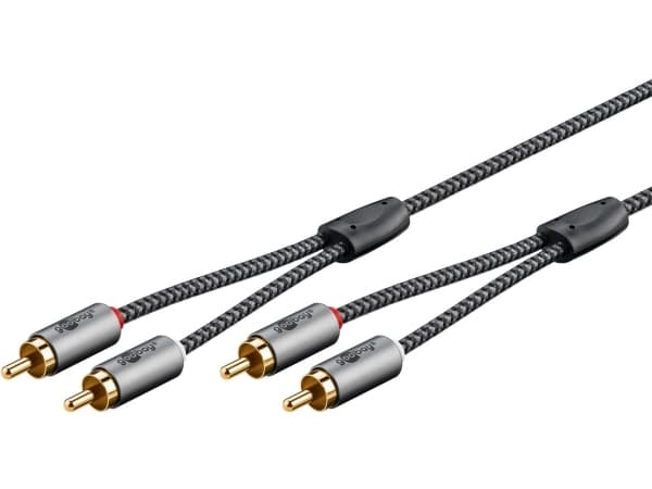 Goobay 65293, 2 x RCA, Hankjønn, 2 x RCA, Hankjønn, 2 m, Grå