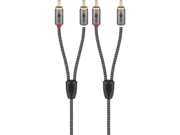Goobay 65292, 2 x RCA, Handkontakt, 2 x RCA, Handkontakt, 1 m, Grå