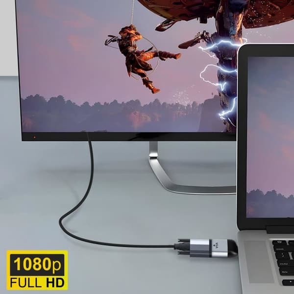 USB-C hane till VGA hona videoadapter 1080p Upplösning Kompakt grå
