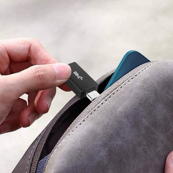 Ultrakompakt USB-A hona till USB-C hane-adapter Svart