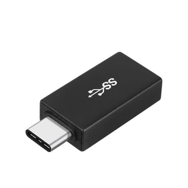 Ultrakompakt USB-A hona till USB-C hane-adapter Svart