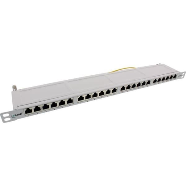 Patchpanel - InLine® - Cat.6A - 24 RJ45-portar - Helt skärmad - Ljusgrå RAL7035