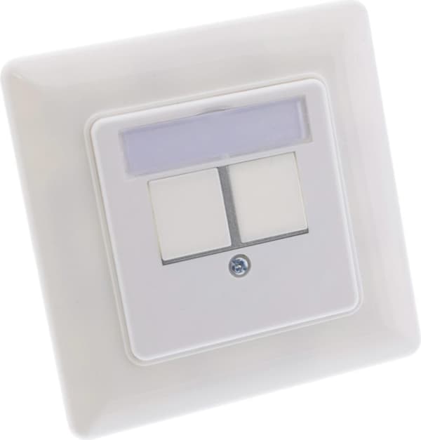 InLine® rammesæt til 2X RJ45 indsats, Keystone SNAP-In, hvid RAL9010 Hvid