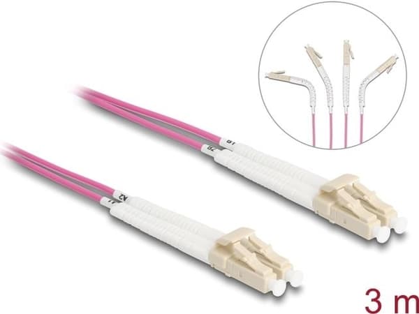 DeLOCK 88089 fiberoptisk kabel 3 m LC OM4 lilla