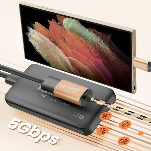 USB-C till USB OTG adapterkabel 15cm LinQ Gold