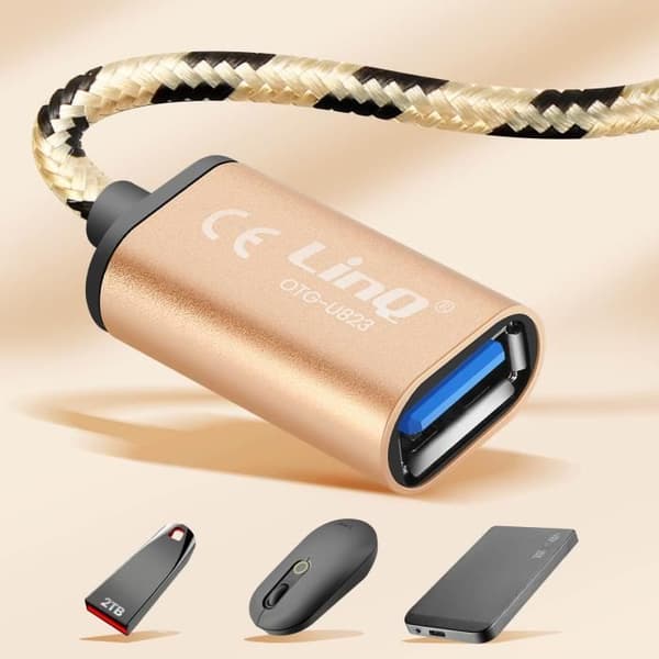 USB-C till USB OTG adapterkabel 15cm LinQ Gold