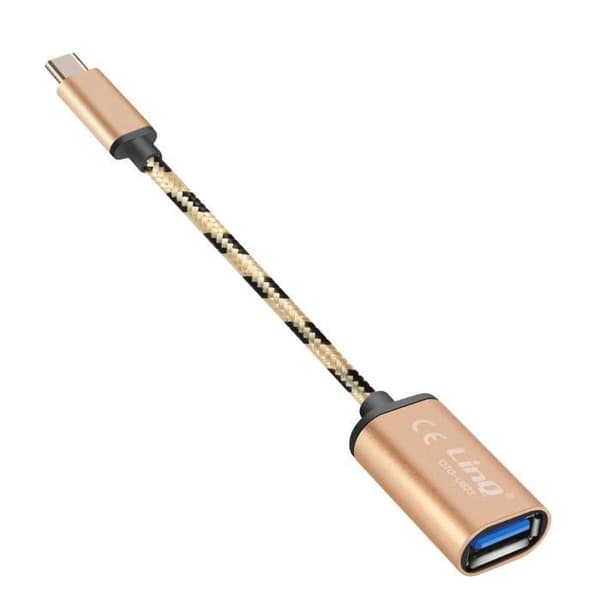 USB-C till USB OTG adapterkabel 15cm LinQ Gold