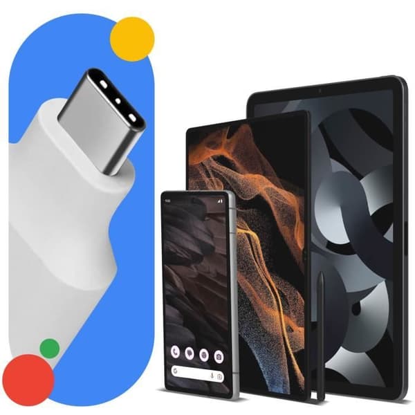 Google Original USB OTG hona till USB-C hane-adapter, vit