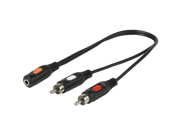 Vivanco 46/05 01, 2x RCA, Hankoppling, 3,5 mm, Honkoppling, 0,2 m, Svart