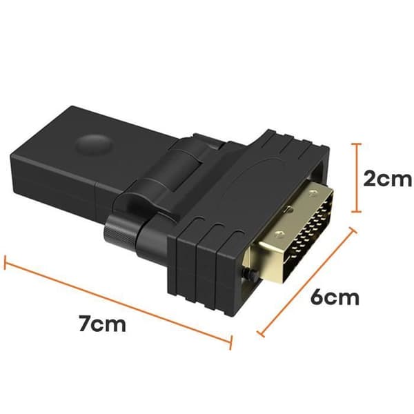 HDMI hona till DVI hane-adapter Vinklad och 360° roterbar design guldpläterad