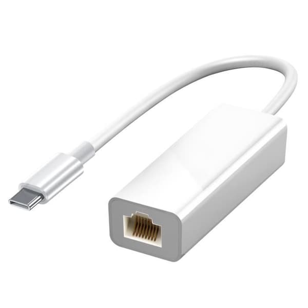 Vit RJ45 Ethernet-adapter för Windows och Macbook-datorer, 1000 Mbps