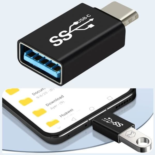 USB C + USB Adapter - AVIZAR - Paket med 4 - Hane Hona OTG - Svart