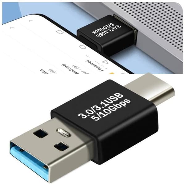 USB C + USB Adapter - AVIZAR - Paket med 4 - Hane Hona OTG - Svart