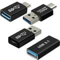 Miniatyrbild 1 av 4: USB C + USB Adapter - AVIZAR - Paket med 4 - Hane Hona OTG - Svart