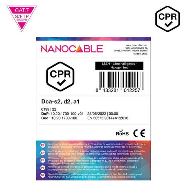 Nanocable Sftp Pimf Awg23 Cat7-rulle Netværkskabel 100 M Transparent