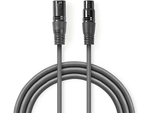 Nedis COTH15012GY15, XLR (3-pin), Hankoppling, XLR (3-pin), Honkoppling, 1,5 m, Grå