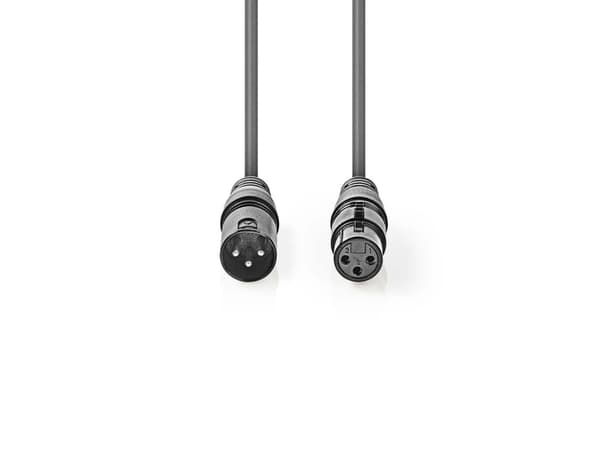 Nedis COTH15012GY15, XLR (3-pin), Hankoppling, XLR (3-pin), Honkoppling, 1,5 m, Grå